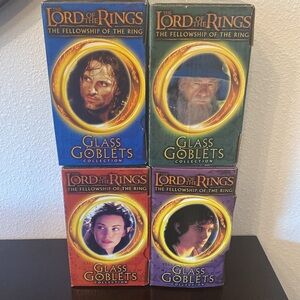NIB Vintage Lord Of The Rings Complete Set of Light Up Goblets (Set of 4) 2001